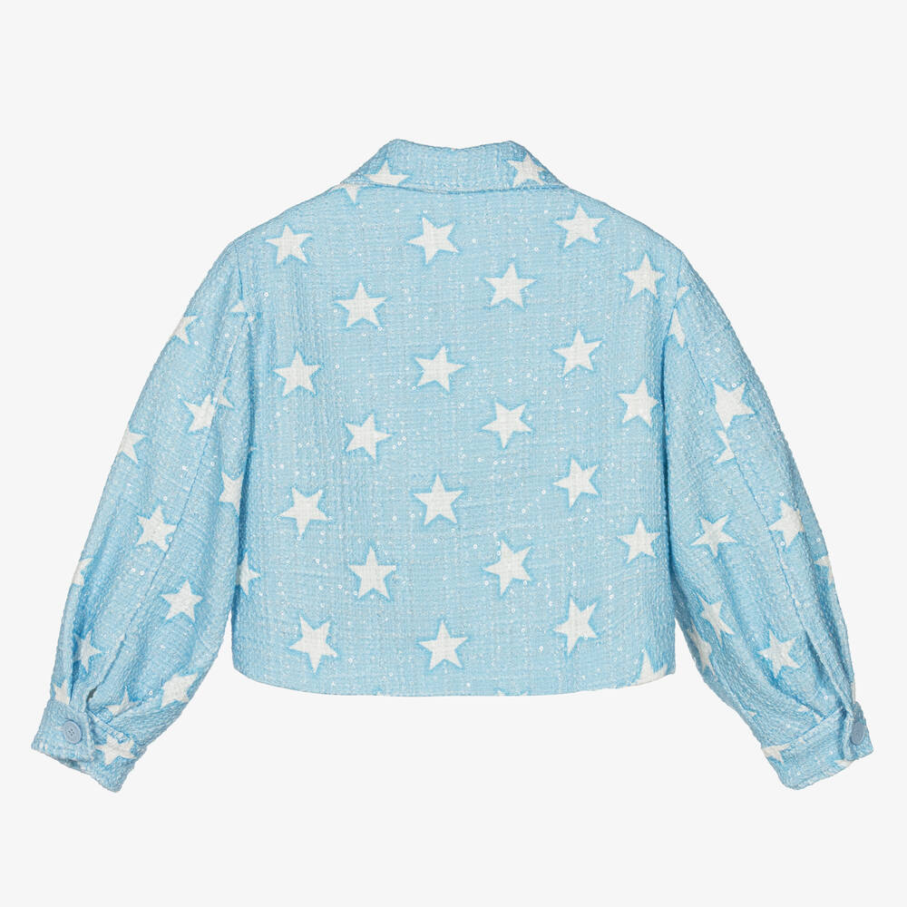 موناليزا-جاكيت بطبعة نجوم تويد لون أزرق مزين بترتر | Childrensalon Outlet