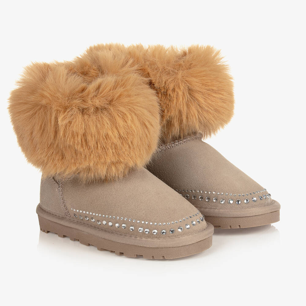Monnalisa Teen Girls Brown Suede Boots Childrensalon Outlet