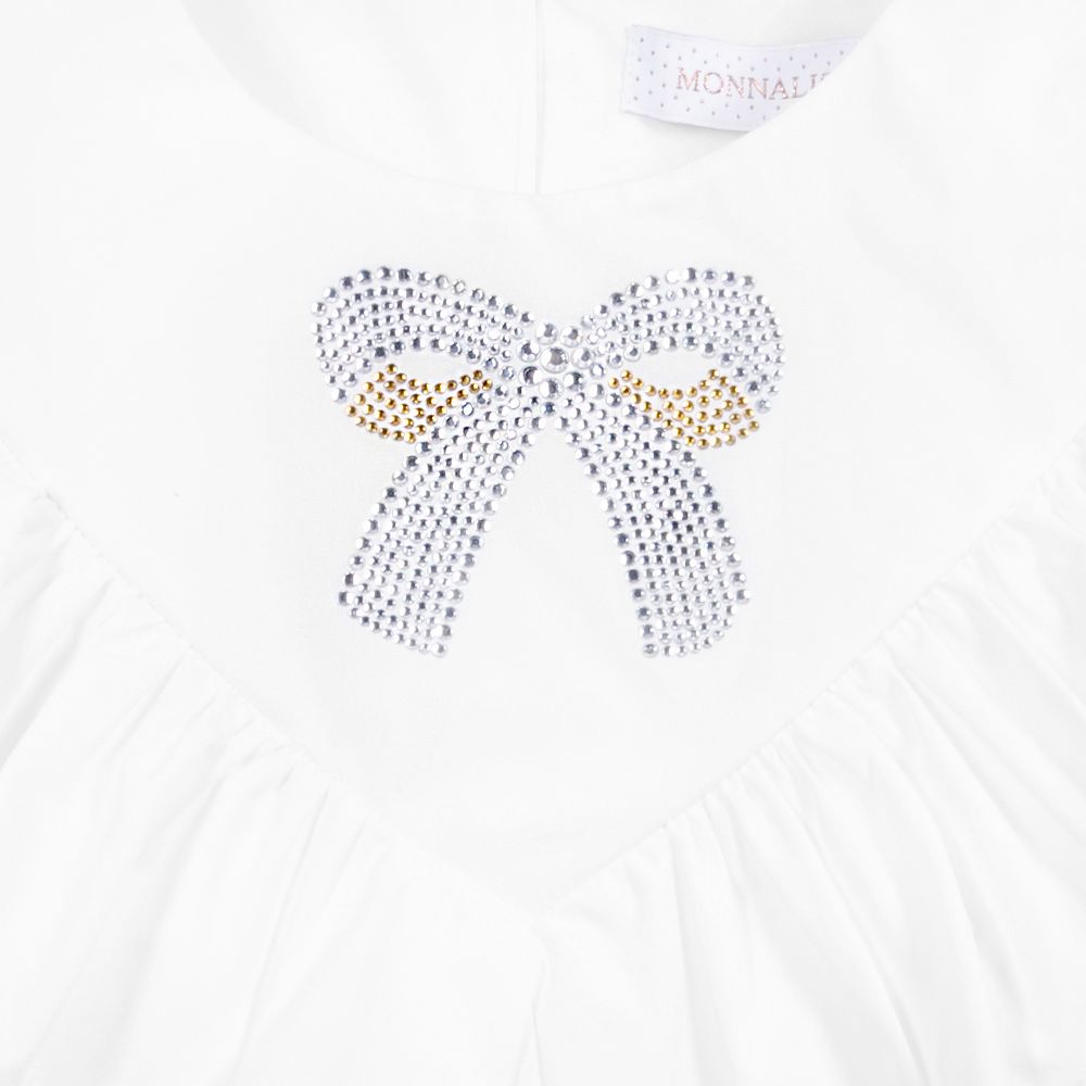 Monnalisa-Блузка с бантиком из стразов для подростков | Childrensalon Outlet