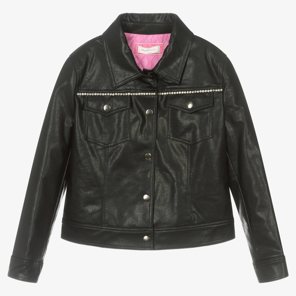 Girls faux leather jacket discount