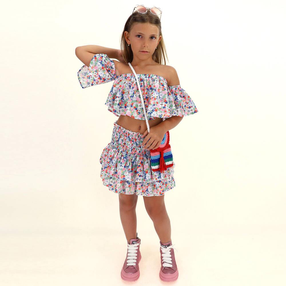 Monnalisa-Teen Girls Floral Cotton Skirt | Childrensalon Outlet