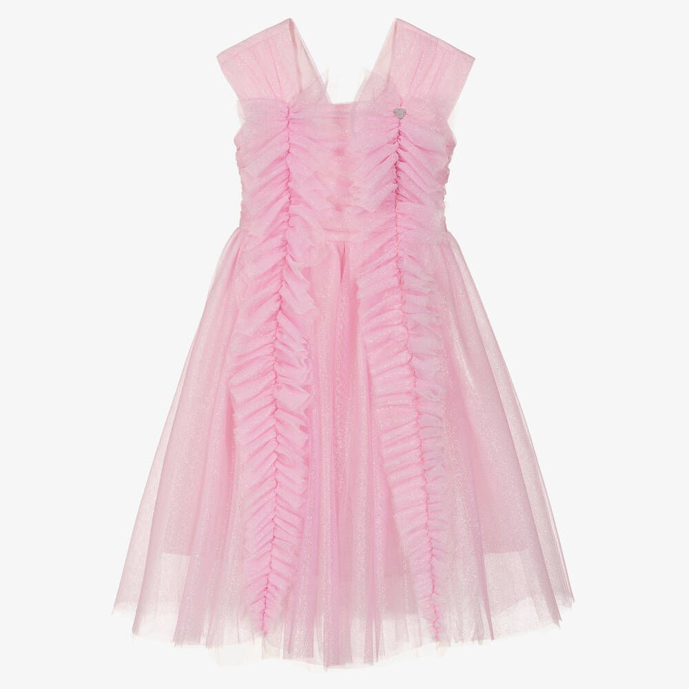 Monnalisa Шик-Розовое платье из тюля с блестками для девочек-подростков | Childrensalon Outlet
