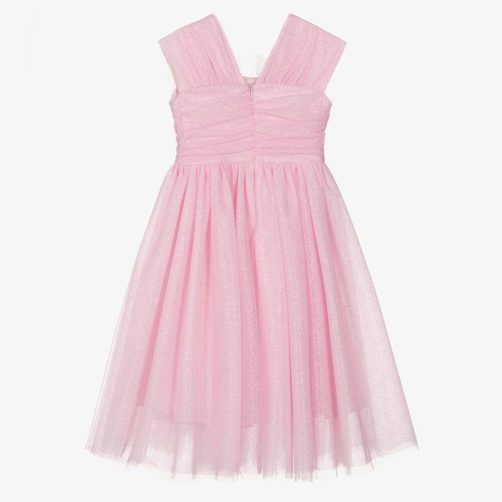 Monnalisa Шик-Розовое платье из тюля с блестками для девочек-подростков | Childrensalon Outlet