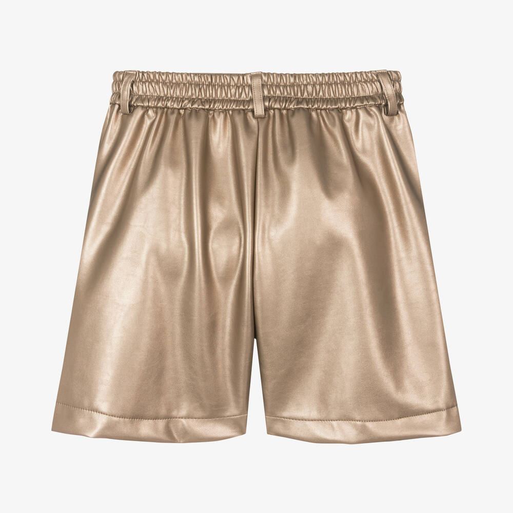 Monnalisa-شورت جلد صناعي لون ذهبي تينز بناتي | Childrensalon Outlet