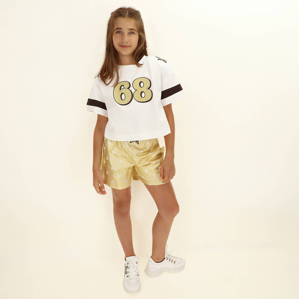 Monnalisa-Teen Girls Gold Stars Shorts | Childrensalon Outlet