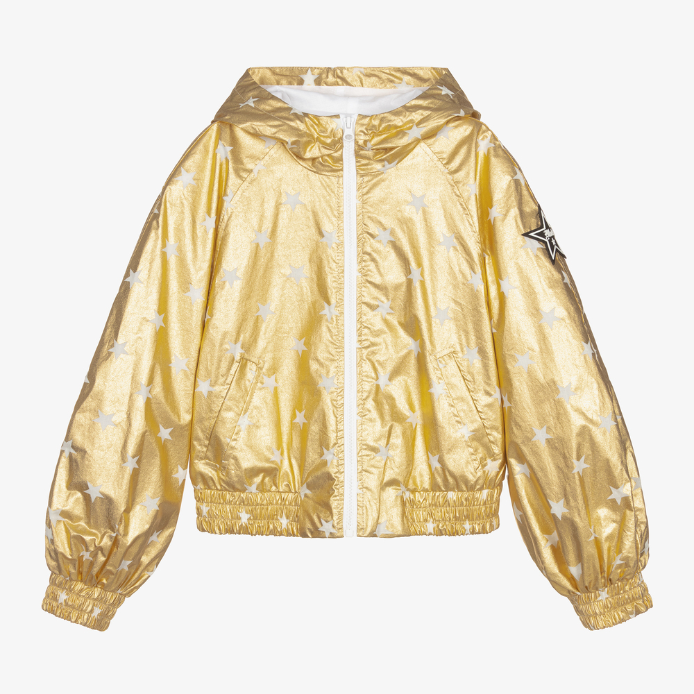 Monnalisa - Goldene Teen Jacke mit Reißverschluss (M) | Childrensalon