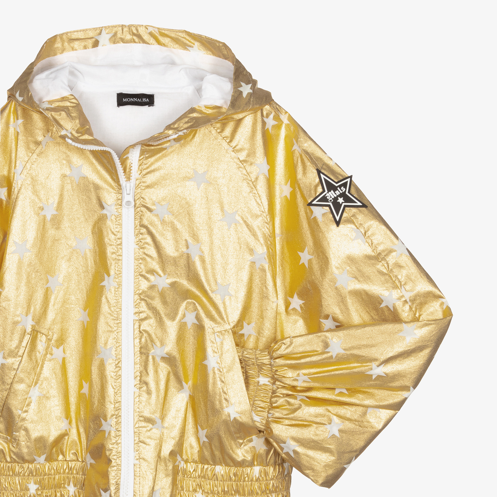 Monnalisa-Teen Girls Gold Zip-Up Jacket | Childrensalon Outlet