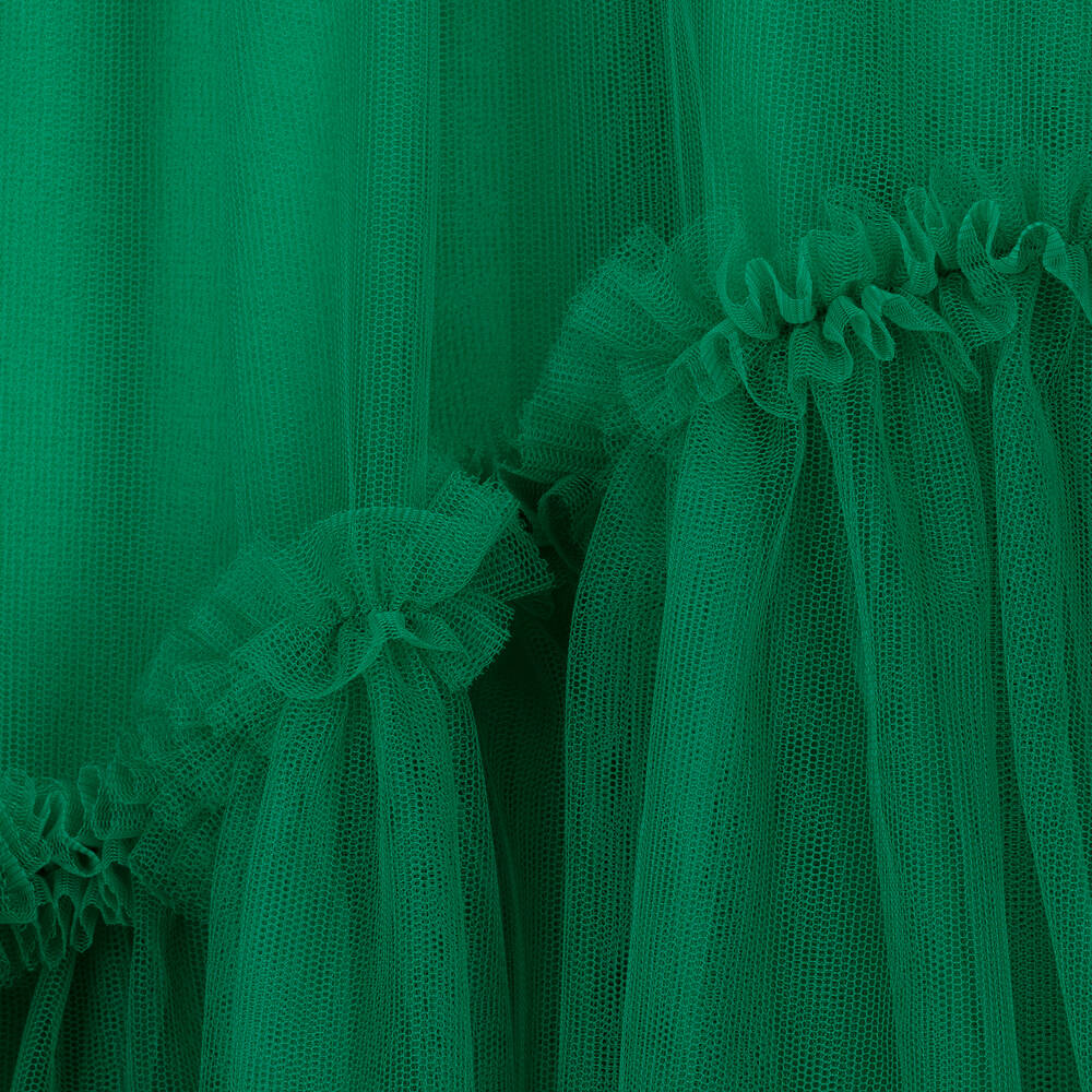 Monnalisa-فستان جيرسي وتول لون أخضر تينز بناتي | Childrensalon Outlet