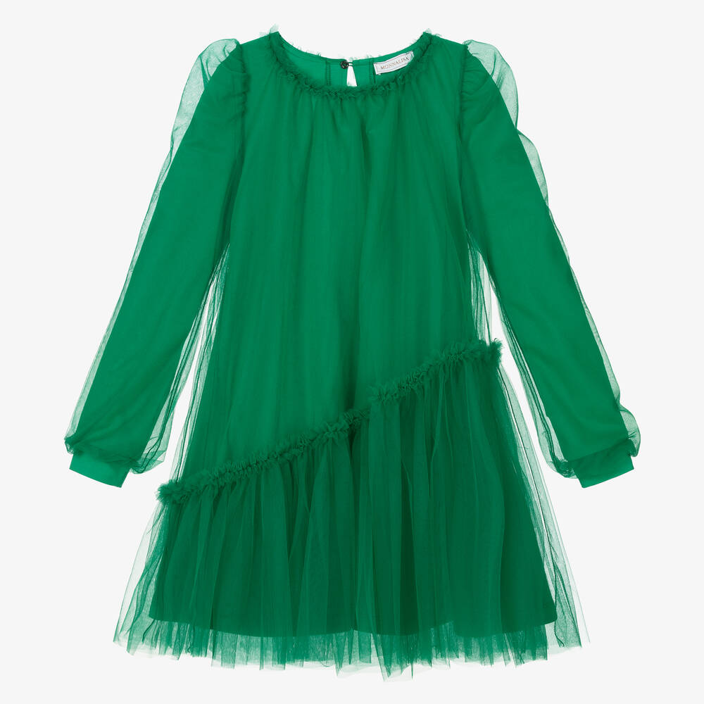 Monnalisa - Robe verte en tulle et jersey ado | Childrensalon