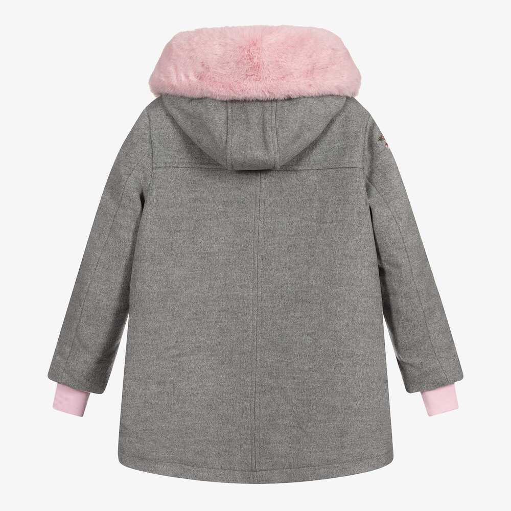 Monnalisa Teen Girls Grey Floral Coat Childrensalon Outlet