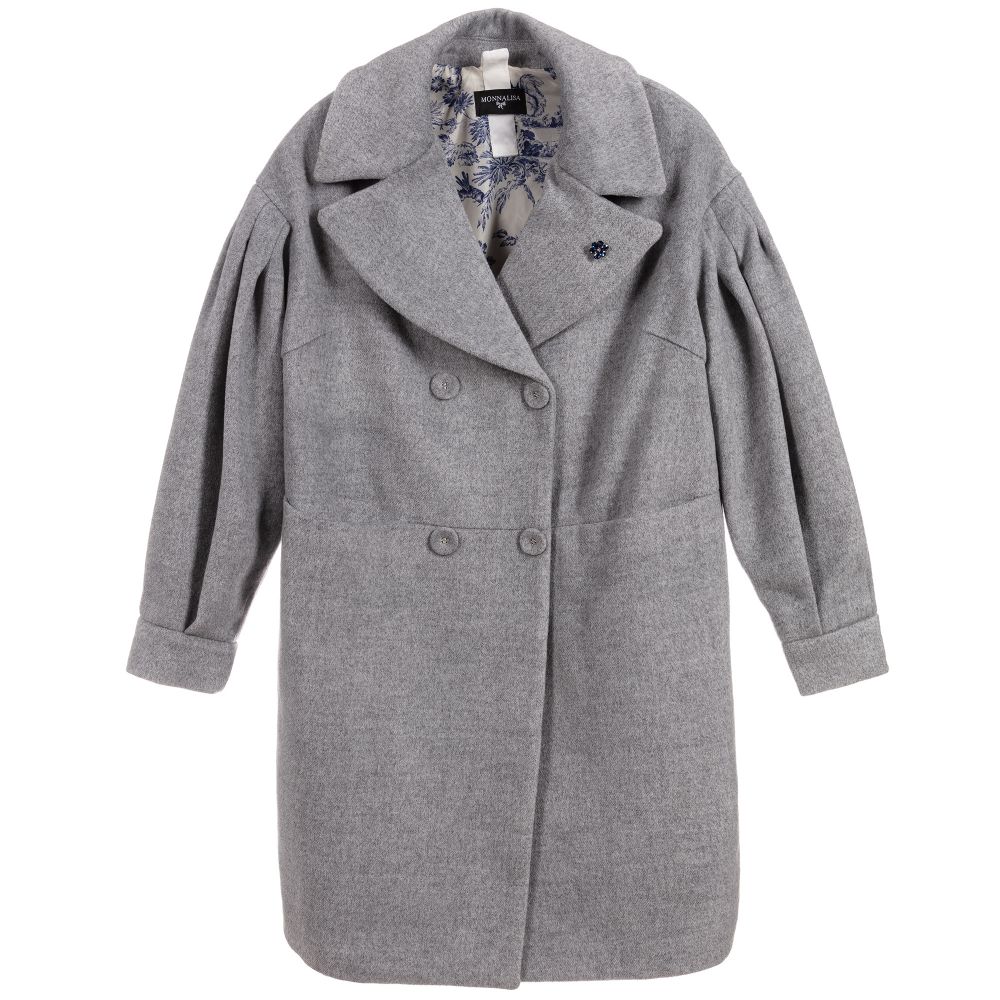 Monnalisa Chic - Teen Girls Grey Wool Coat | Childrensalon