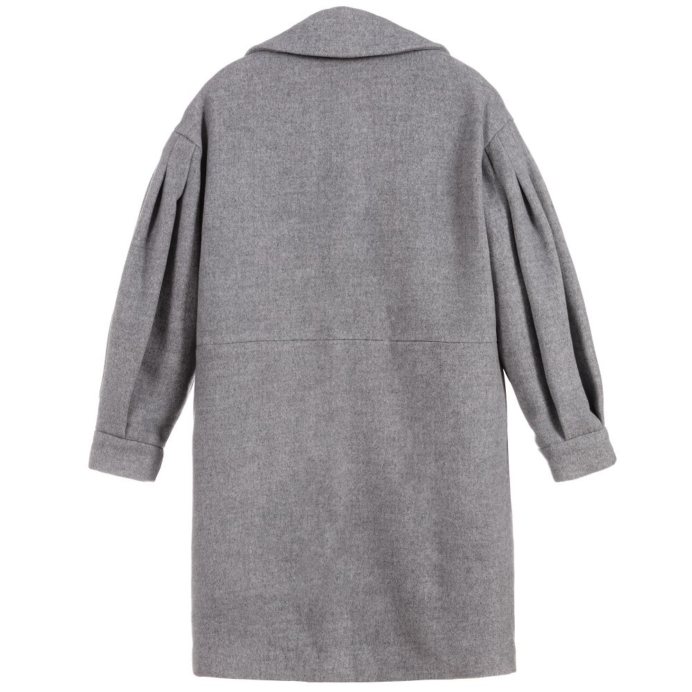 Monnalisa Teen Girls Grey Wool Coat