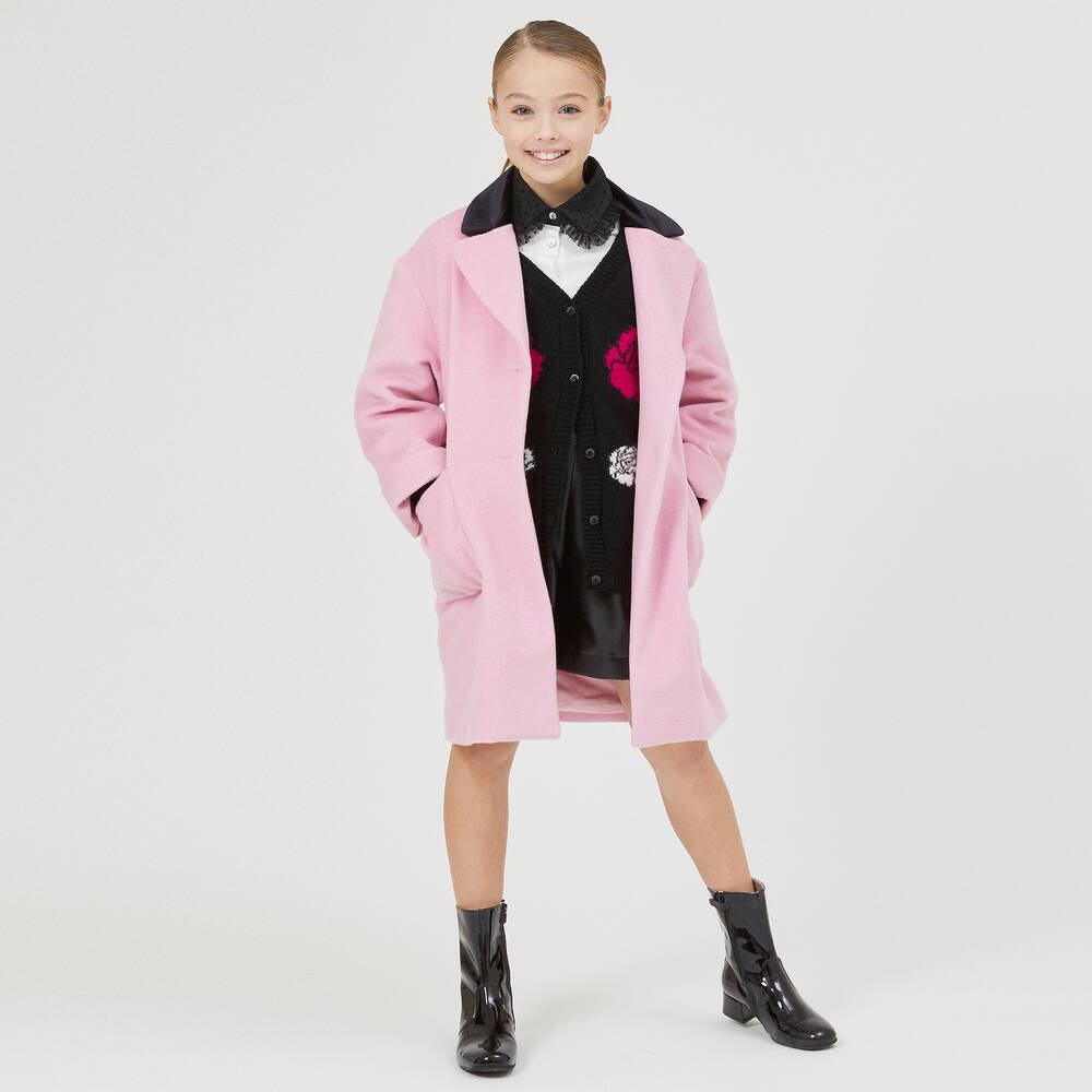 Monnalisa Chic-بلوز مزينة بياقة تول تينز بناتي لون عاجي وأسود | Childrensalon Outlet