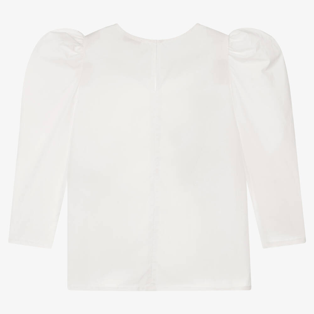 Monnalisa-Teen Girls Ivory Cotton Blouse | Childrensalon Outlet