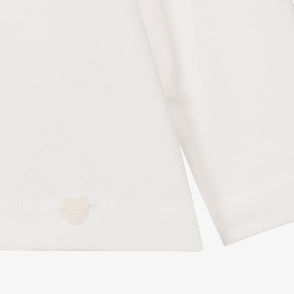 Monnalisa-Teen Girls Ivory Cotton Collared Top | Childrensalon Outlet