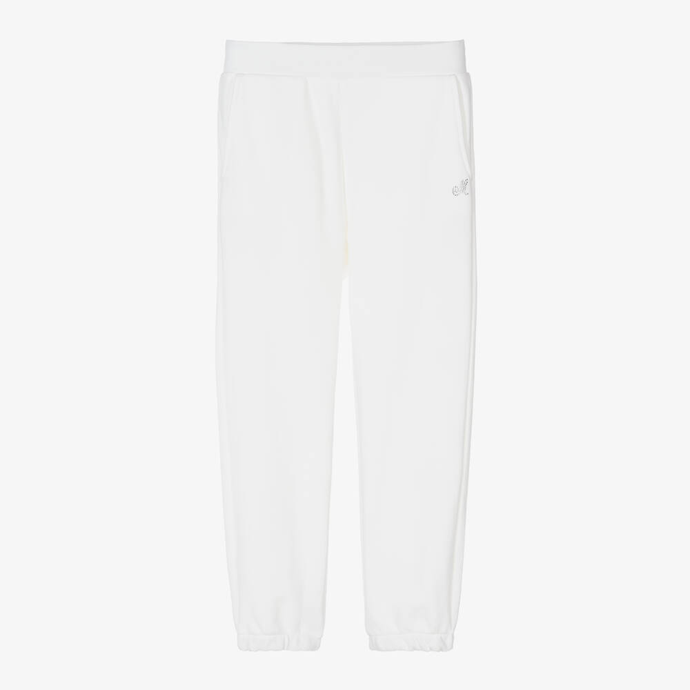 Monnalisa-Teen Girls Ivory Cotton Joggers | Childrensalon Outlet