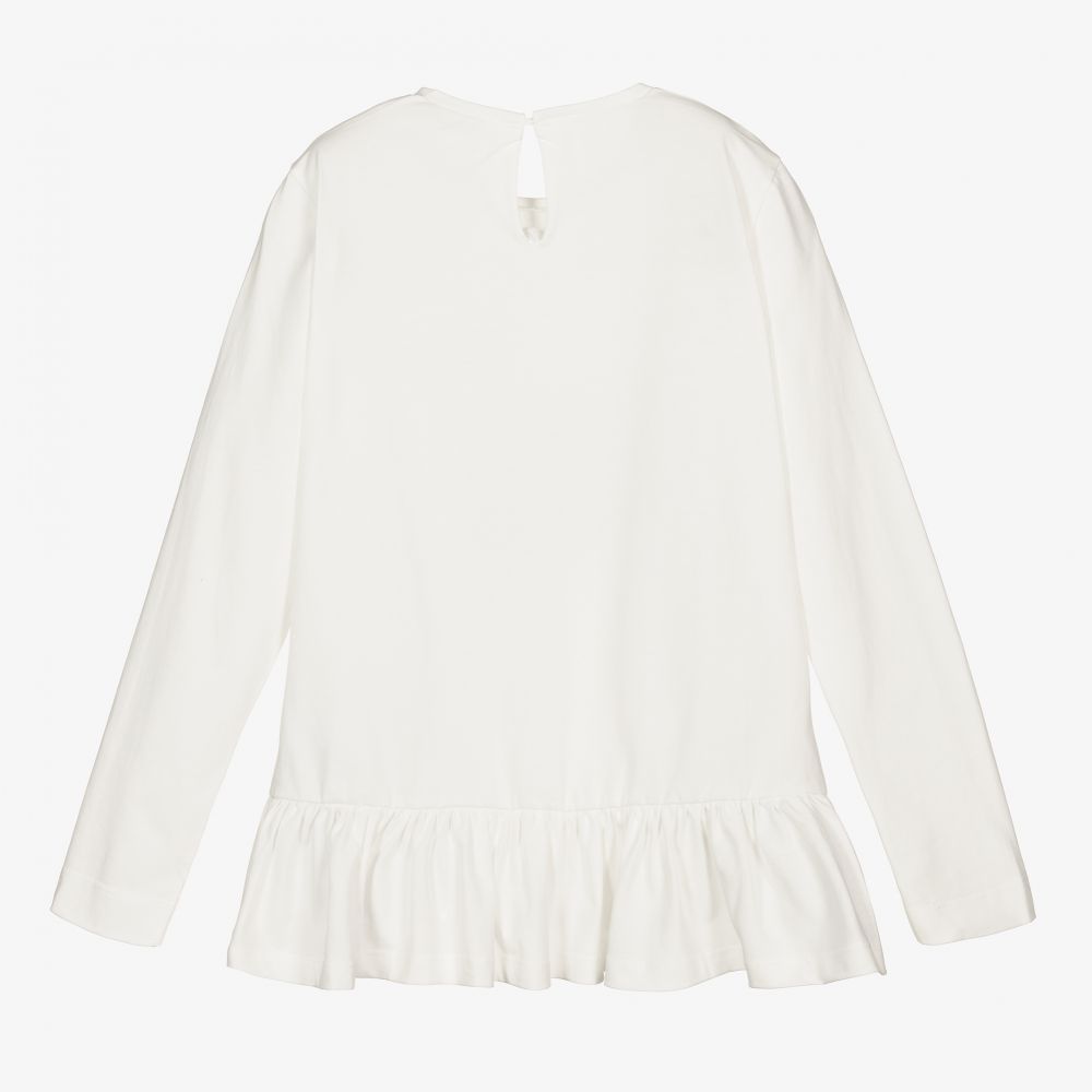 Monnalisa-Teen Girls Ivory Cotton Top | Childrensalon Outlet