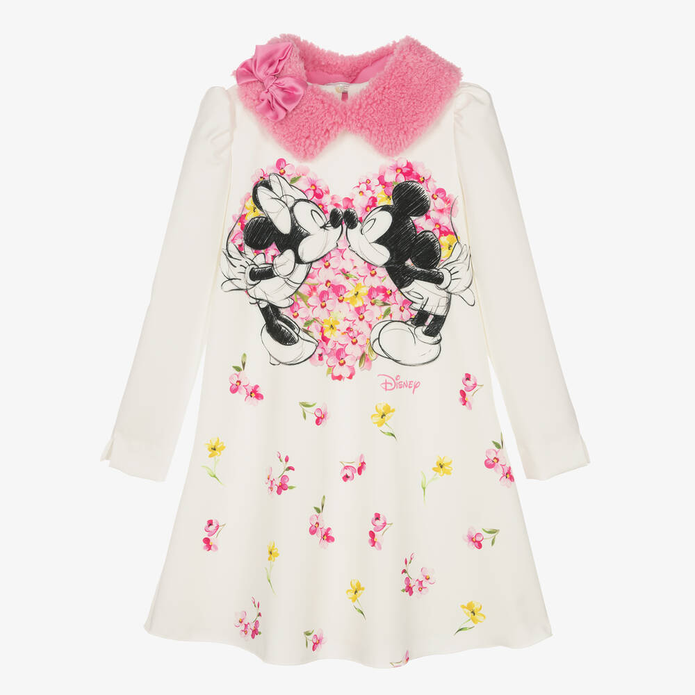 Monnalisa - Elfenbeinfarbenes Teen Disney Kleid | Childrensalon