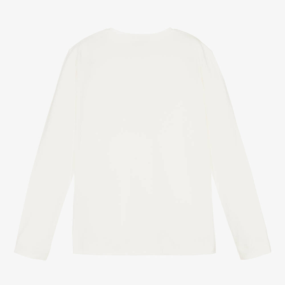 Monnalisa-توب تينز بناتي قطن جيرسي لون عاجي | Childrensalon Outlet