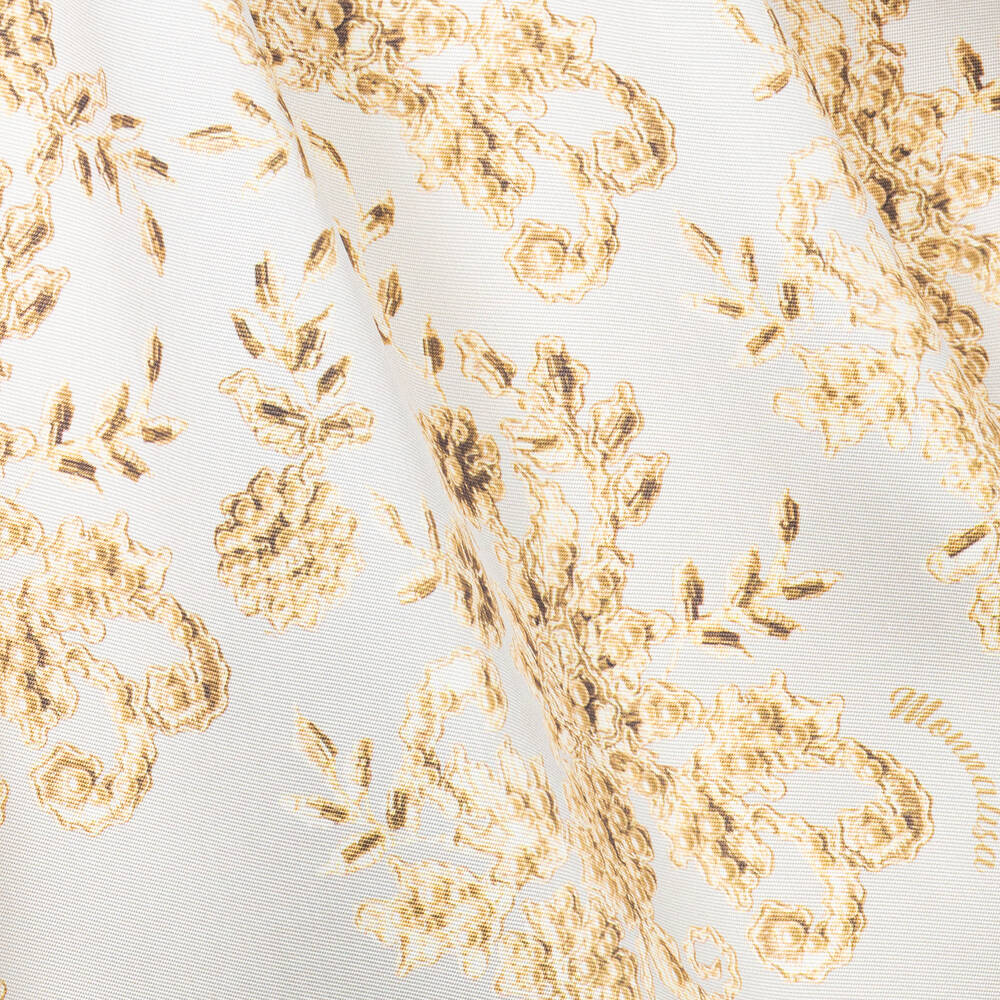 Monnalisa-Teen Girls Ivory Floral Satin Dress | Childrensalon Outlet