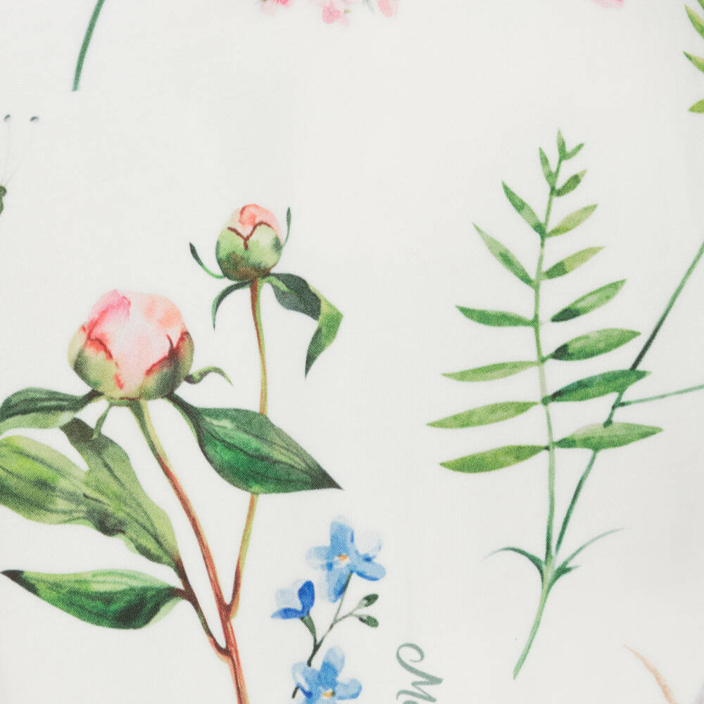 Monnalisa-بنطلون ساتان لون عاجي بطبعة ورود للمراهقات | Childrensalon Outlet