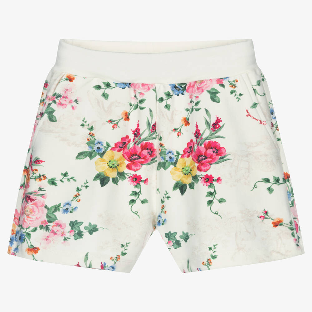 Monnalisa-Teen Girls Ivory Floral Shorts | Childrensalon Outlet