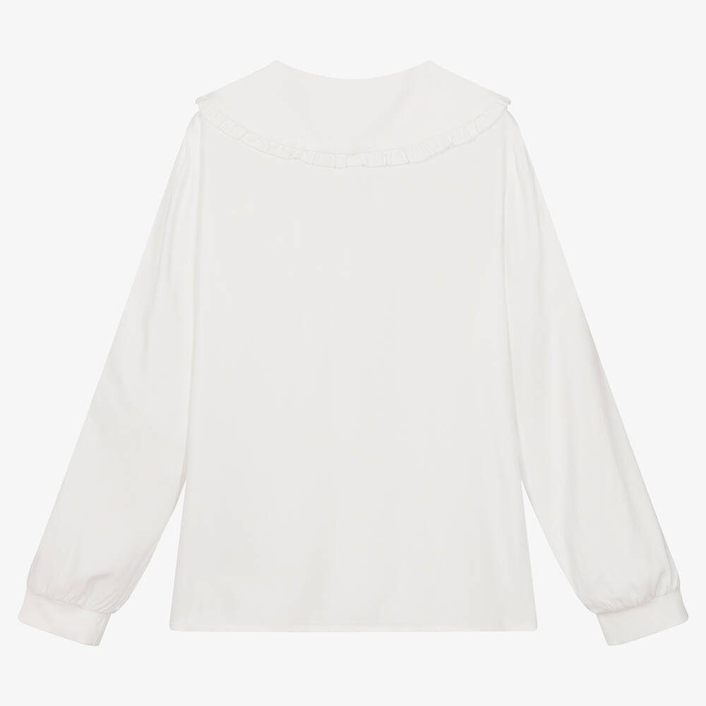 Monnalisa-Teen Girls Ivory Flower Blouse | Childrensalon Outlet