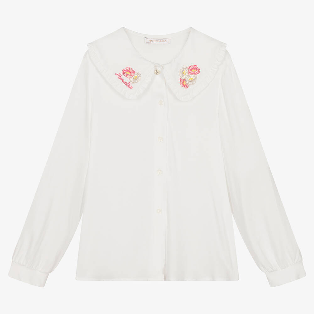 Monnalisa - Кремовая блузка с цветами | Childrensalon