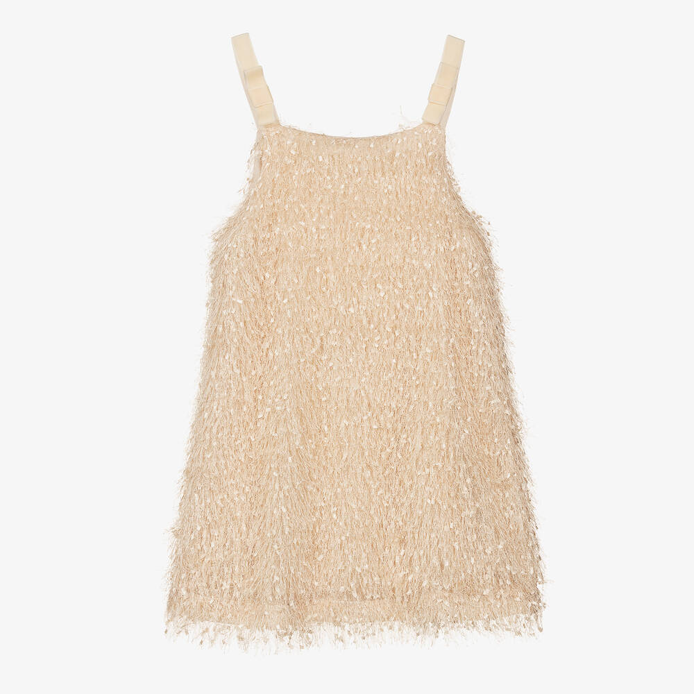 Monnalisa - Teen Girls Ivory Fringed Dress | Childrensalon