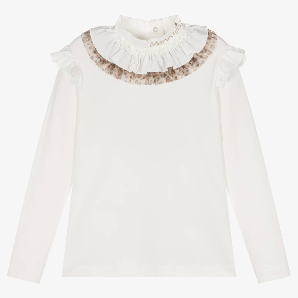 Monnalisa - Teen Girls Ivory Leopard Top | Childrensalon