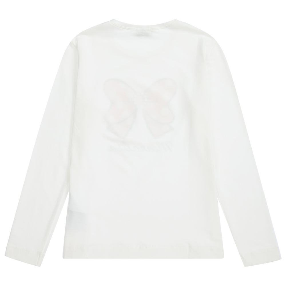 Monnalisa-Teen Girls Ivory Logo Top | Childrensalon Outlet