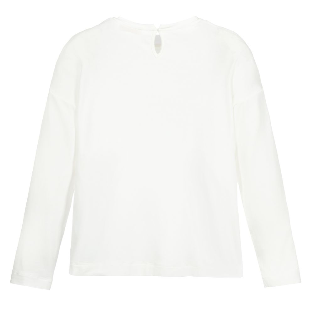 Monnalisa-Teen Girls Ivory Logo Top | Childrensalon Outlet