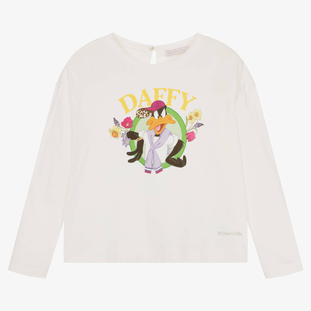 Monnalisa - Teen Girls Ivory Looney Tunes Top | Childrensalon