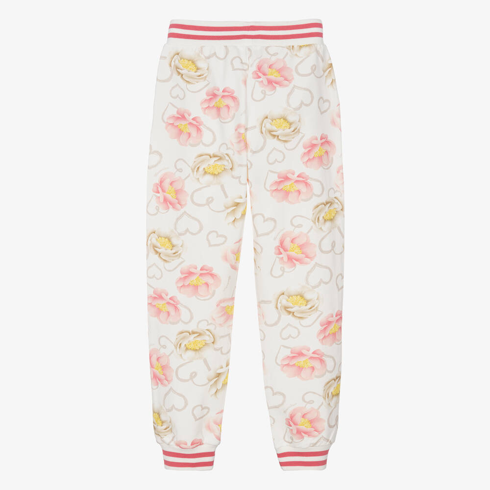 Monnalisa-Кремово-розовые джоггеры с цветами | Childrensalon Outlet