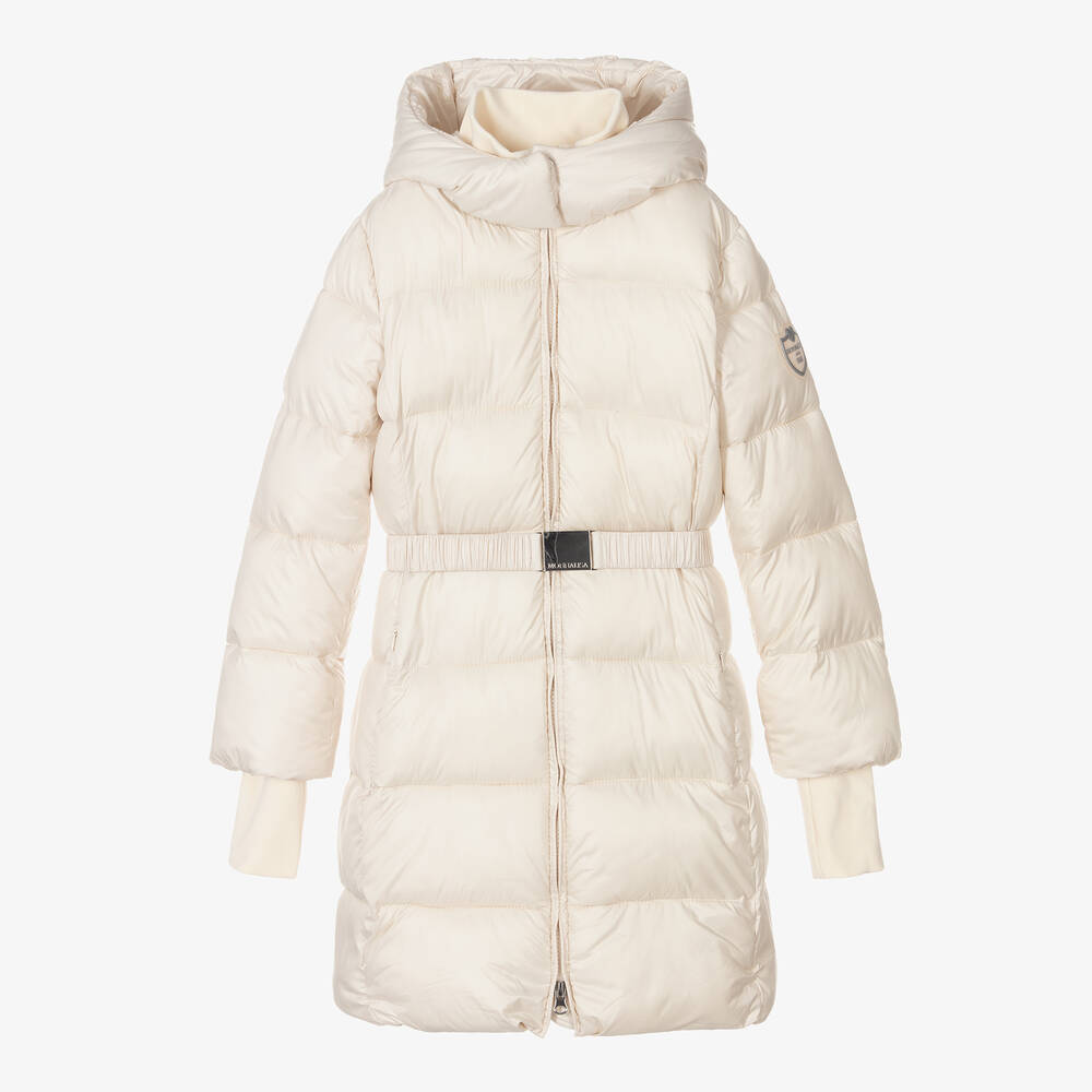 Monnalisa - Teen Girls Ivory Puffer Coat | Childrensalon