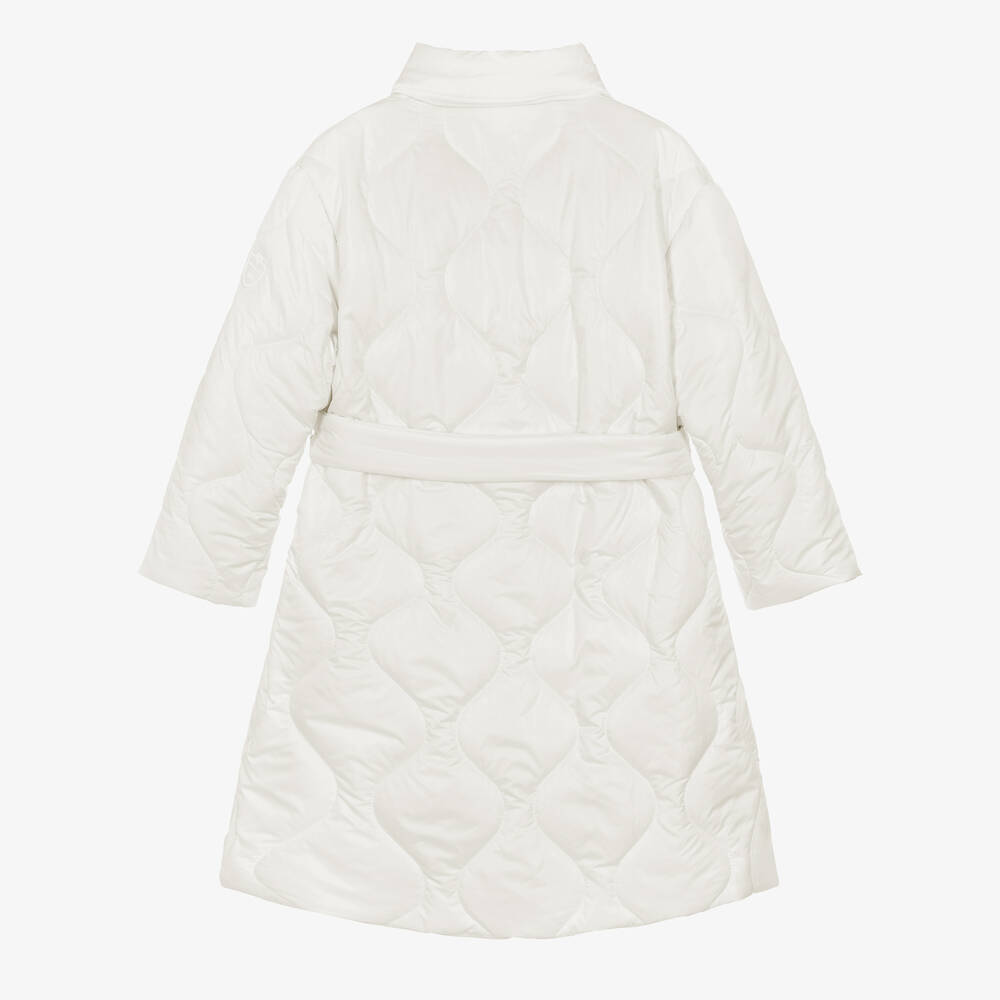 Monnalisa Teen Girls Ivory Quilted Coat Childrensalon Outlet