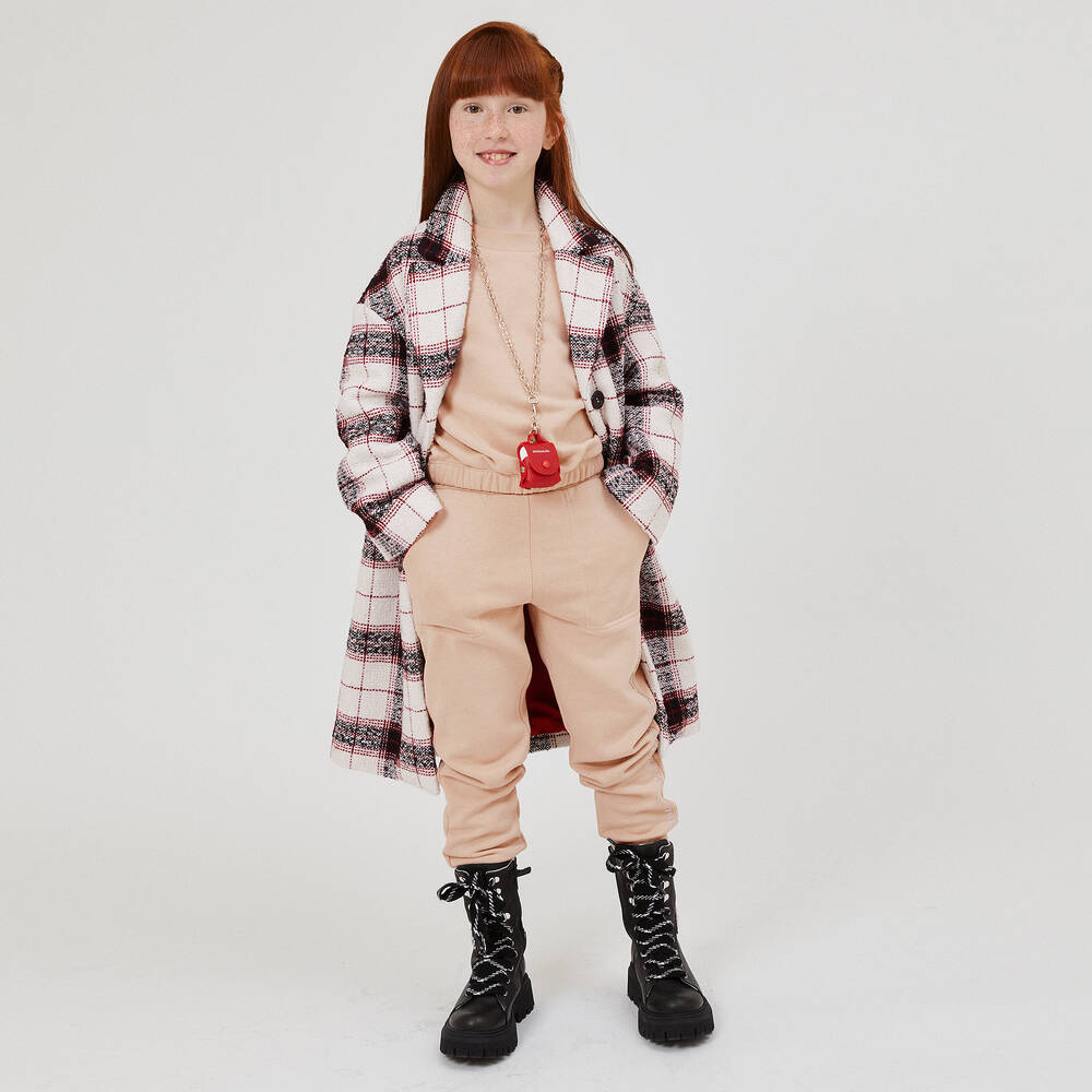 店舗良い - Monnalisa Teen Coat Checked Red & Ivory Girls コート
