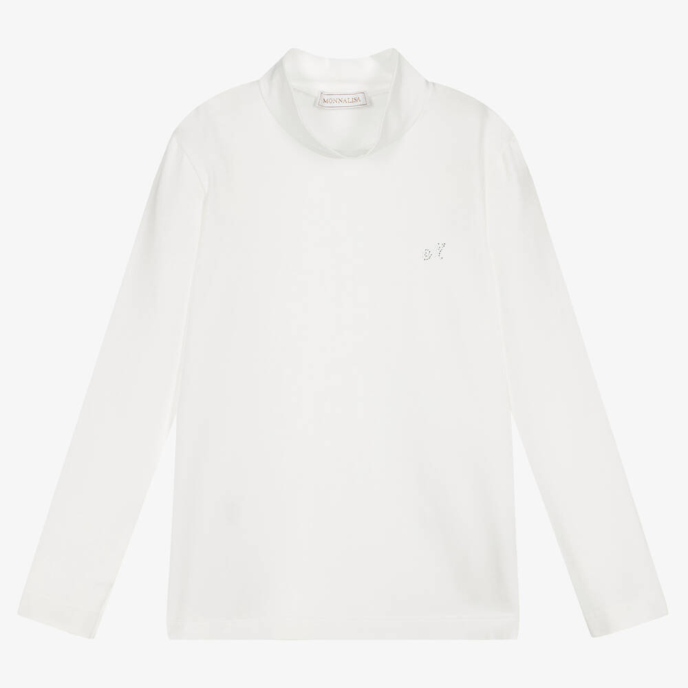 Monnalisa-Teen Girls Ivory Roll Neck Top | Childrensalon Outlet