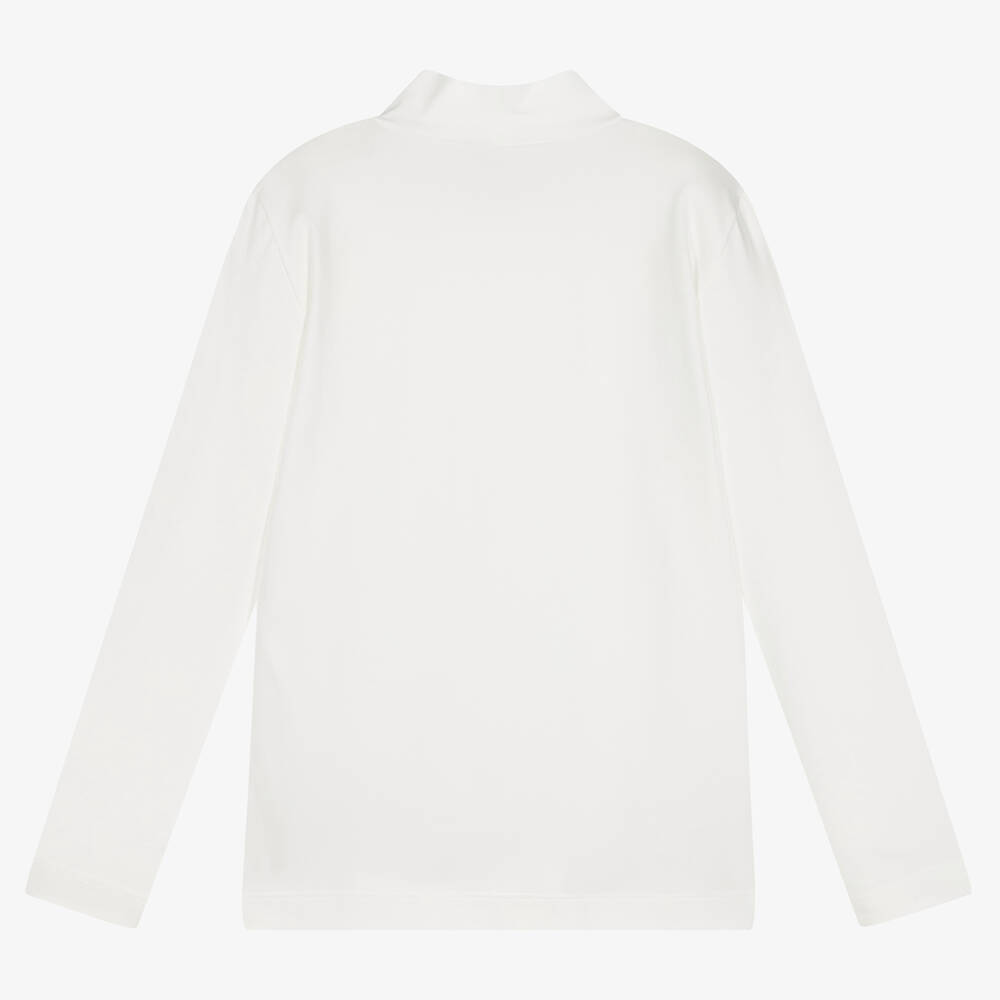 Monnalisa-Teen Girls Ivory Roll Neck Top | Childrensalon Outlet