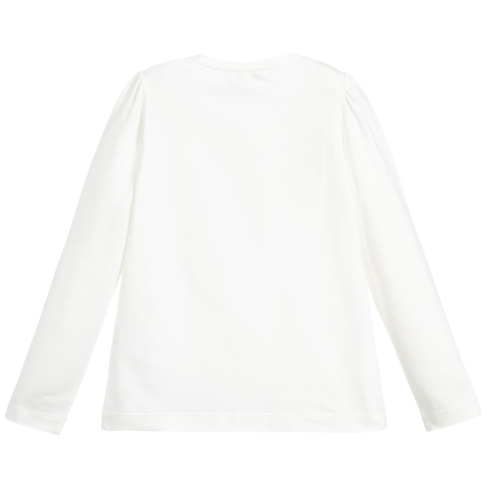 Monnalisa Chic-Teen Girls Ivory Rose Top  | Childrensalon Outlet