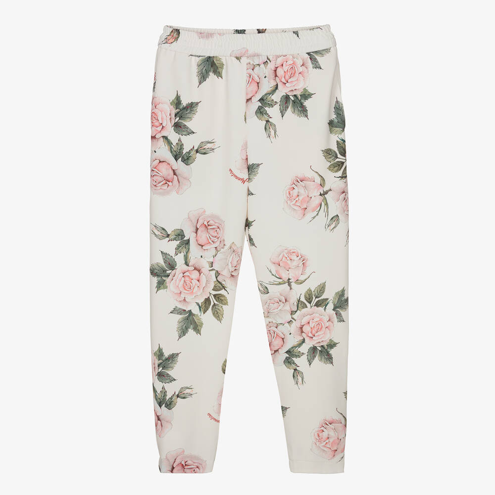 Monnalisa Chic - Pantalon ivoire à roses Ado | Childrensalon