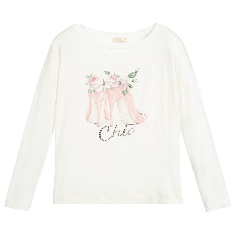 Monnalisa Chic - Teen Girls Ivory Shoe Top  | Childrensalon