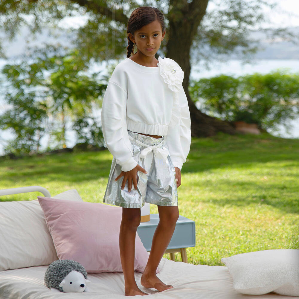 موناليزا Chic-سويتشيرت تينز بناتي قطن جيرسي لون عاجي | Childrensalon Outlet