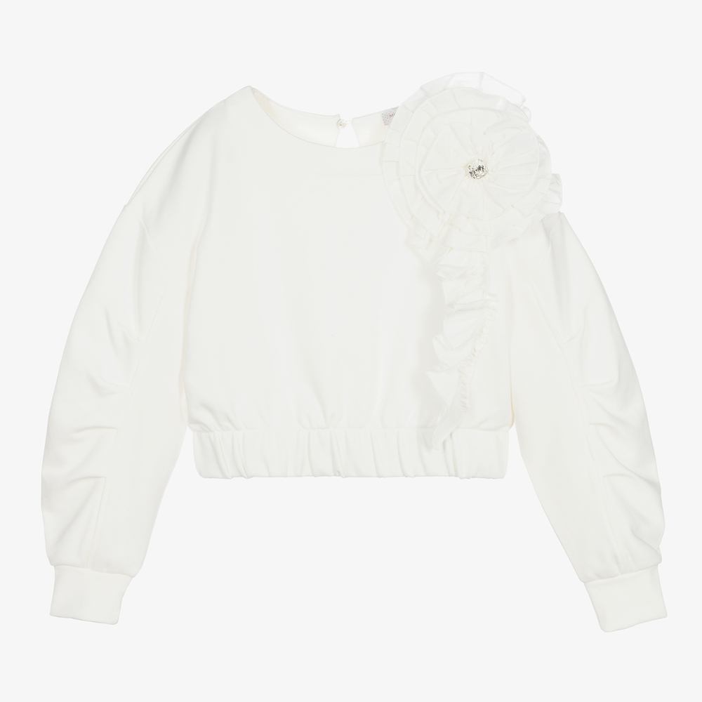 Monnalisa Chic - Elfenbeinfarbenes Teen Sweatshirt (M) | Childrensalon