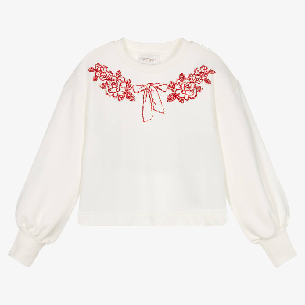 Monnalisa-Teen Girls Ivory Sweatshirt | Childrensalon Outlet