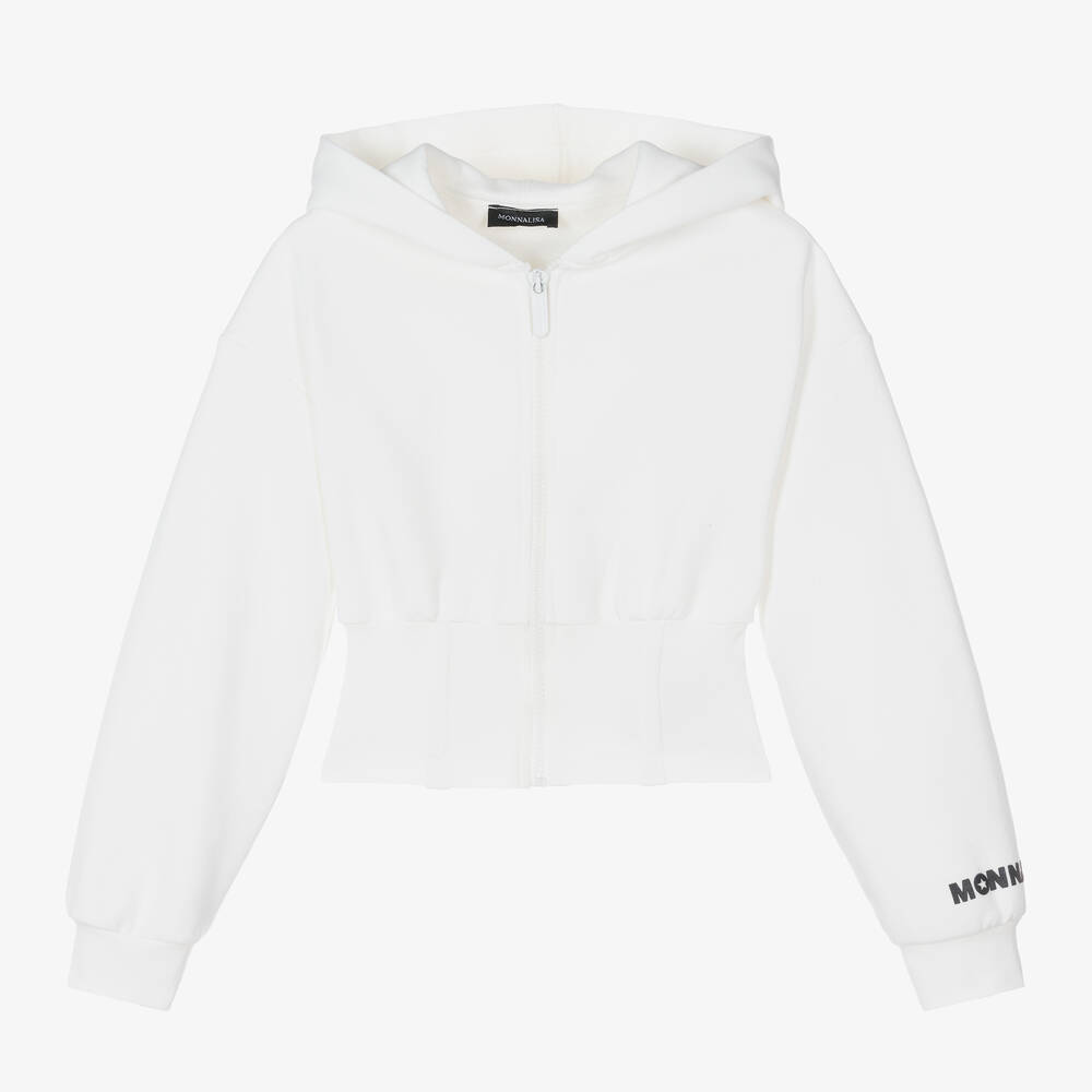 Monnalisa - Teen Girls Ivory Zip-Up Top | Childrensalon