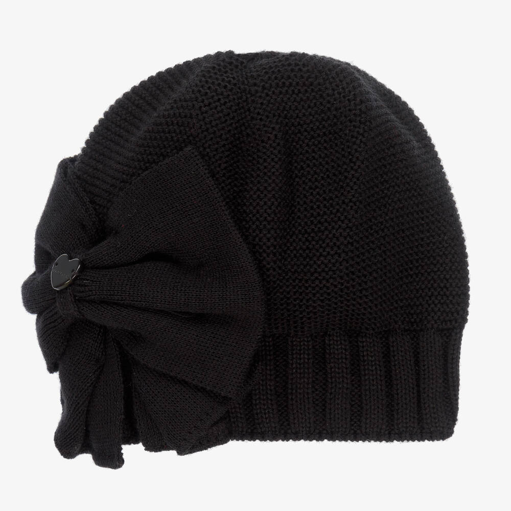 Monnalisa - Bonnet noir maille Ado fille | Childrensalon