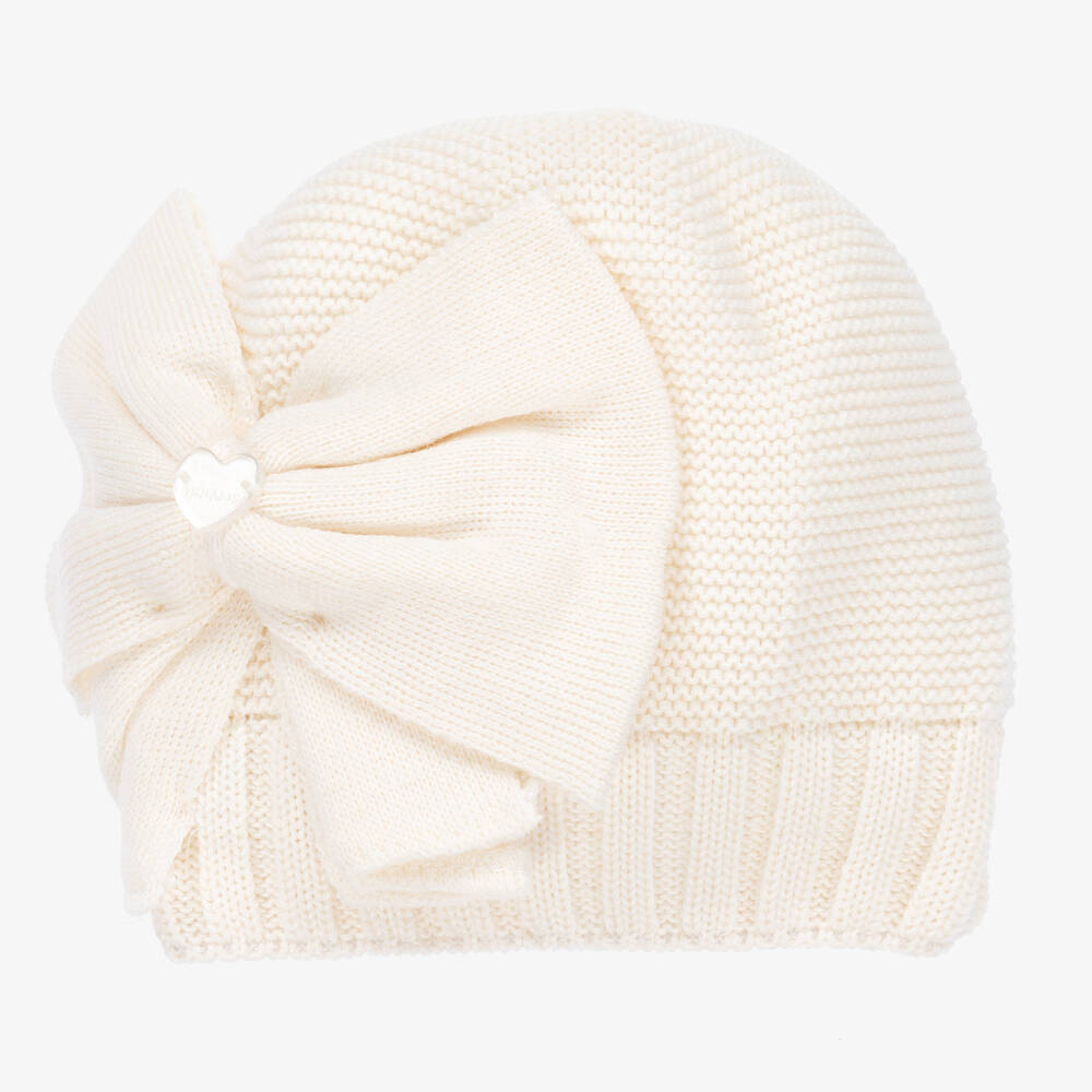 Monnalisa - Teen Girls Knitted Ivory Hat | Childrensalon