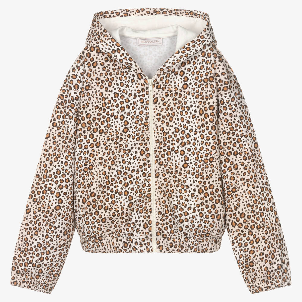 Monnalisa - Teen Girls Leopard Zip-Up Top | Childrensalon