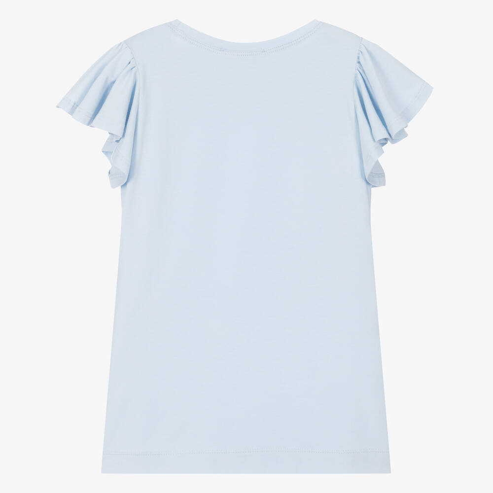 Monnalisa-Teen Girls Light Blue Cotton T-Shirt | Childrensalon Outlet
